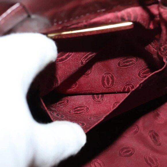CARTIER Must Line Shoulder Bag Leather Bordeaux Gold Auth 133861 - Picture 14 of 16